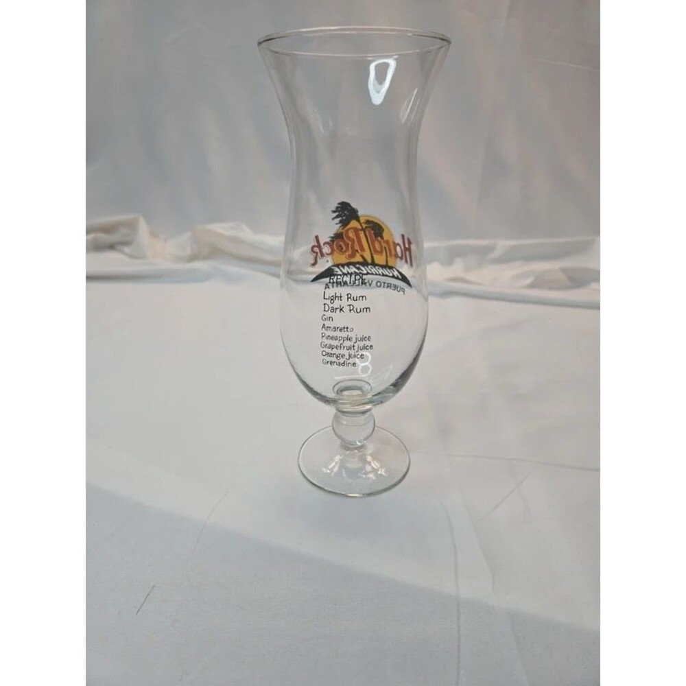 Vintage Hard Rock Cafe Hurricane Glass -Puerto Vallarta Collectible Souvenir - Picture 2 of 4